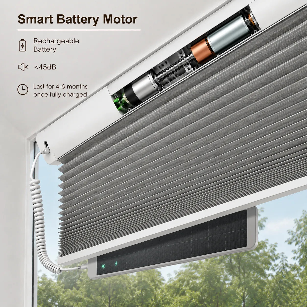 Aprilsmart Light Filtering Motorized Trapezoid Cellular Shades