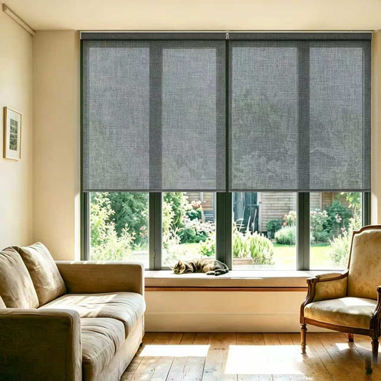 Aprilsmart Motorized Light Filtering Roller Shades 70% Blackout Bouvardia
