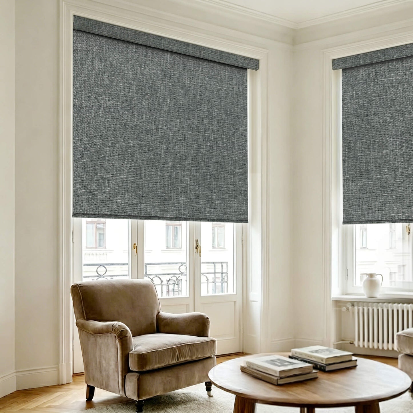Aprilsmart Motorized Roller Shades 100% Blackout Bouvardia