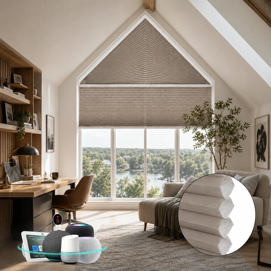 Aprilsmart Blackout Motorized Trapezoid Cellular Shades