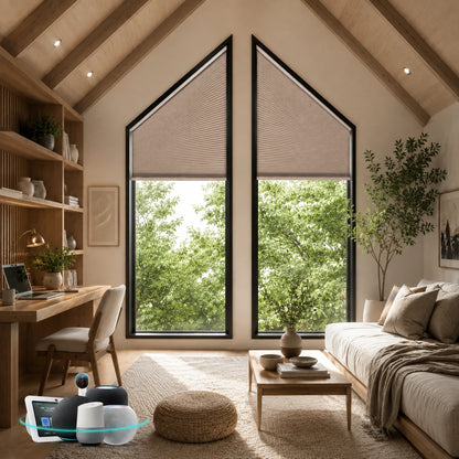 Aprilsmart Blackout Motorized Trapezoid Cellular Shades
