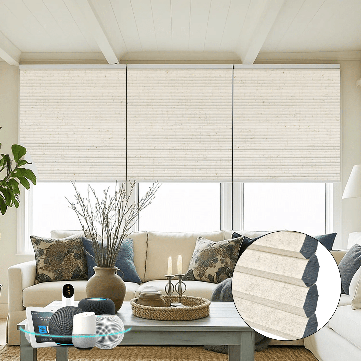 Aprilsmart Blackout Motorized Cellular Shades Prestige | Designer Textures