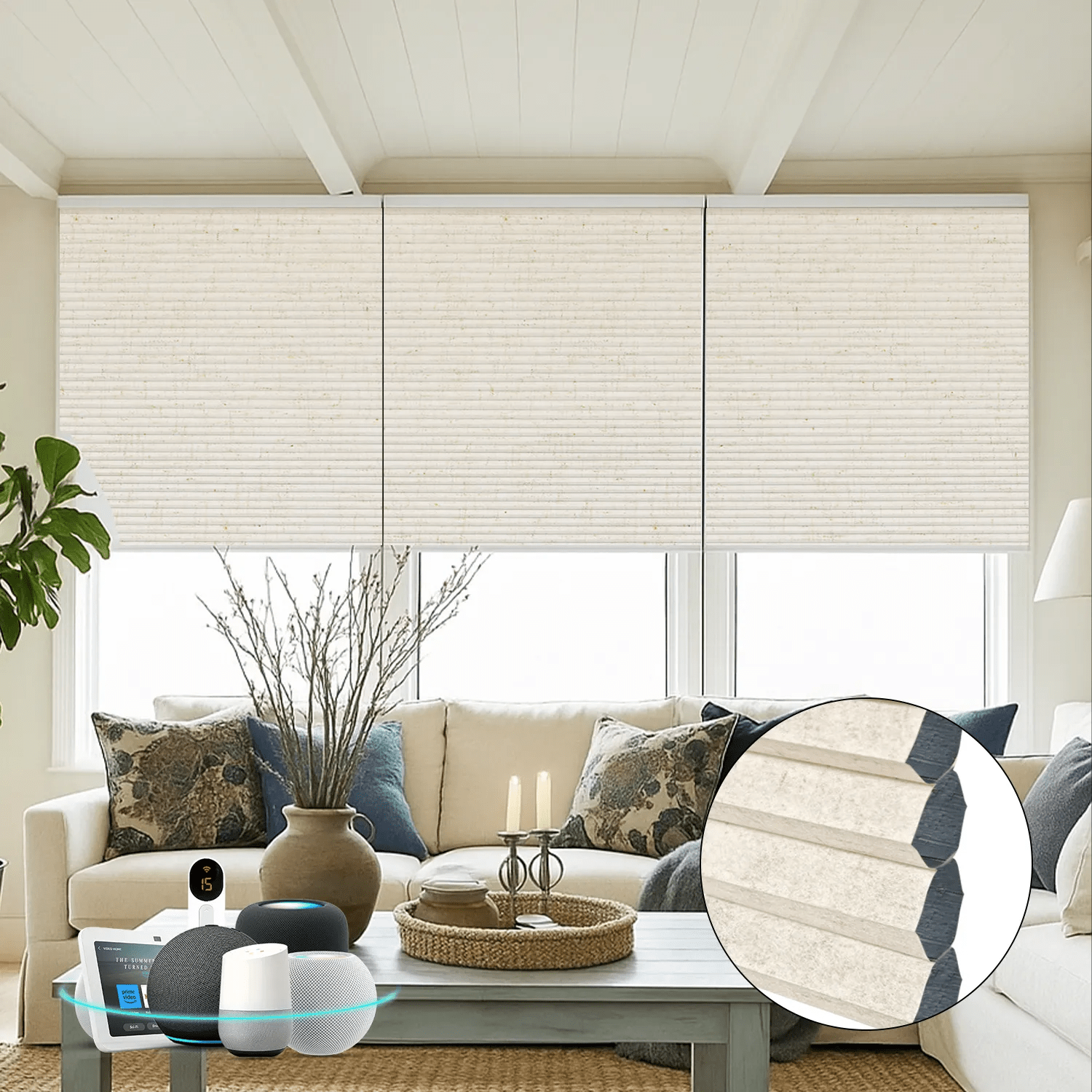 Aprilsmart Blackout Motorized Cellular Shades Prestige | Designer Textures