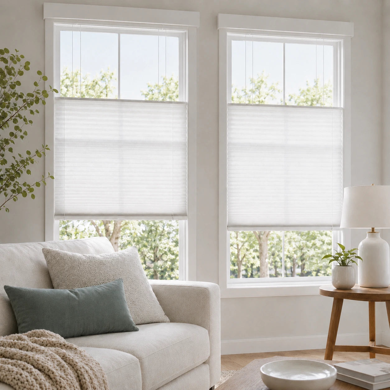 Aprilsmart Motorized Top Down Bottom Up Light Filtering Cellular Shades