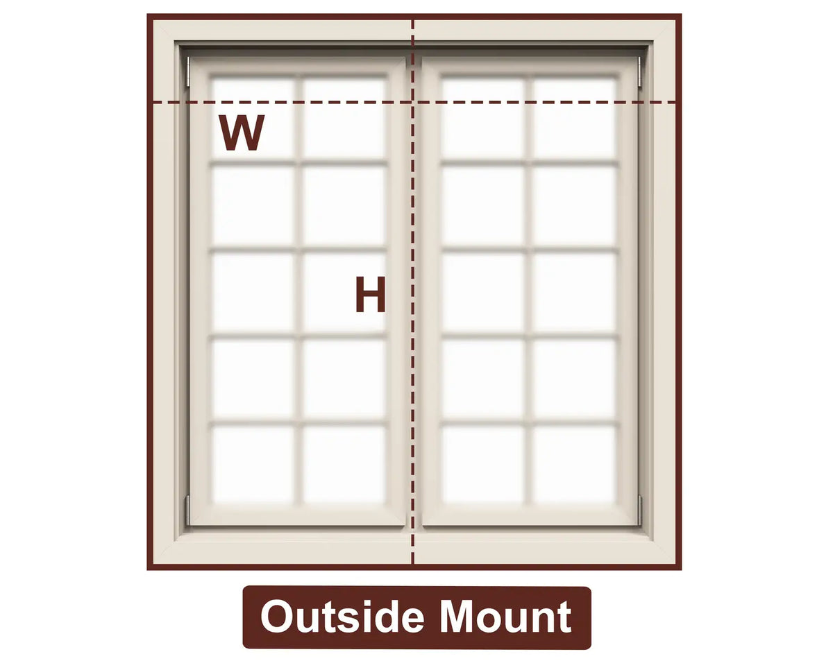 Outside mount blackout roller shade covering the window frame